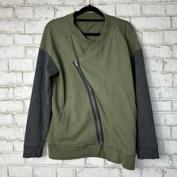 Lululemon Jacket Mula Bundle Wrap Asymmetrical Zip Heathered Fatigue Green 4 - Picture 2 of 7